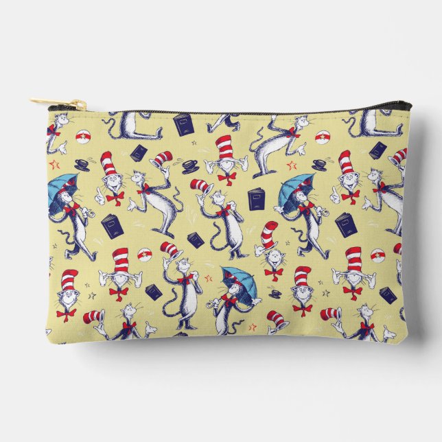 Cat In The Hat | Yellow Pattern Accessory Pouch (Front)