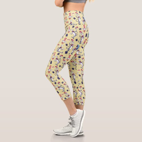 Cat In The Hat  Yellow Pattern Capri Leggings