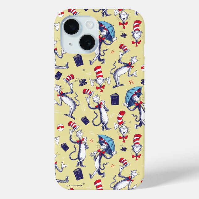 Cat In The Hat | Yellow Pattern Case-Mate iPhone Case (Back)