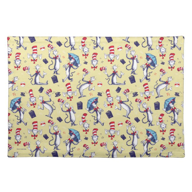 Cat In The Hat | Yellow Pattern Cloth Placemat (Front)