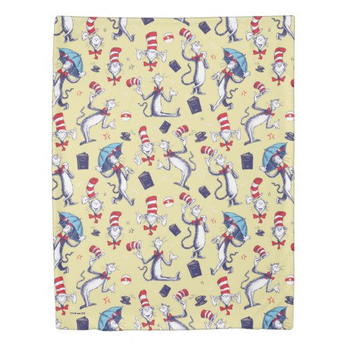 Cat In The Hat  Yellow Pattern Duvet Cover