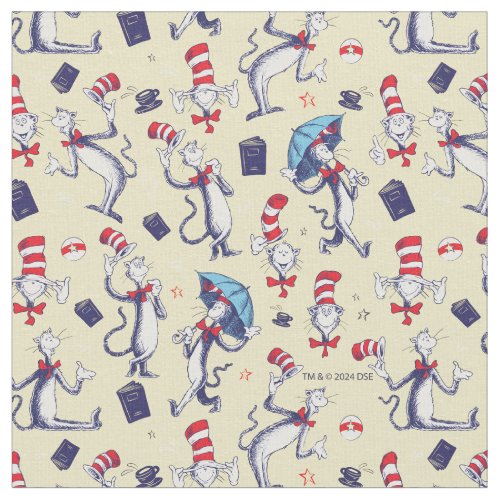 Cat In The Hat  Yellow Pattern Fabric