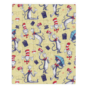 Cat In The Hat Yellow Pattern Jigsaw Puzzle