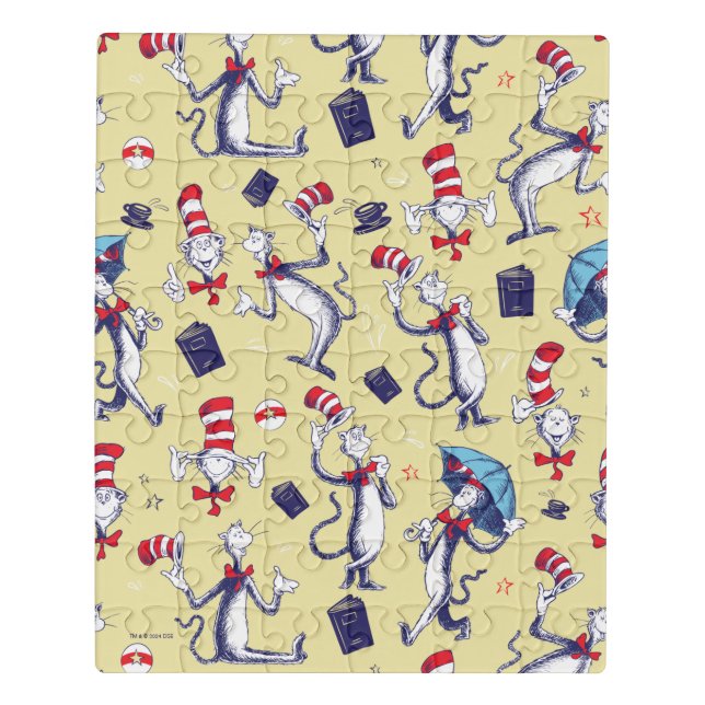 Cat In The Hat | Yellow Pattern Jigsaw Puzzle (Puzzle Vertical)