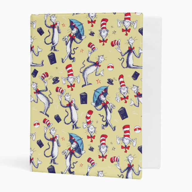 Cat In The Hat | Yellow Pattern Mini Binder (Front/Inside)