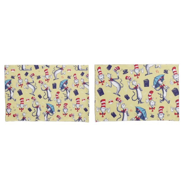 Cat In The Hat | Yellow Pattern Pillow Case (Front-Set)