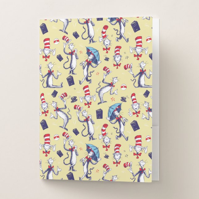 Cat In The Hat | Yellow Pattern Pocket Folder (Front)