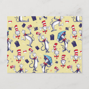 Cat In The Hat Yellow Pattern Postcard