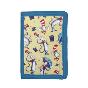Cat In The Hat Yellow Pattern Tri-fold Wallet