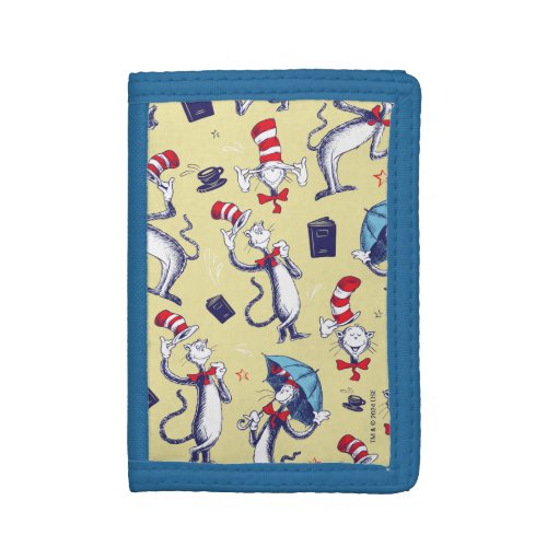 Cat In The Hat  Yellow Pattern Trifold Wallet