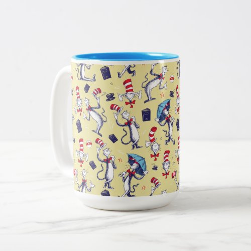 Cat In The Hat  Yellow Pattern Two_Tone Coffee Mug