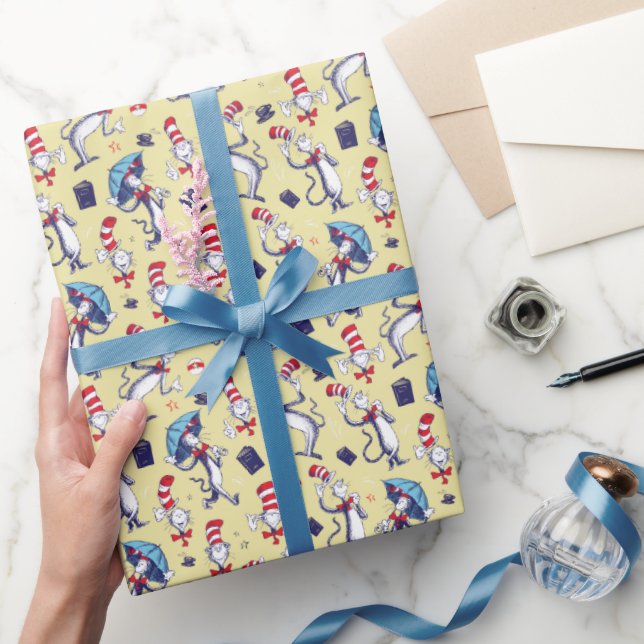 Cat In The Hat | Yellow Pattern Wrapping Paper (Gifting)