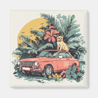 Cat in the jungle magnet