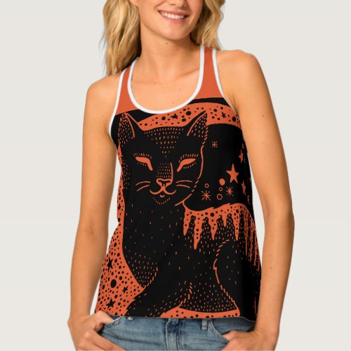 Cat in the moon Athletic  Tank Top