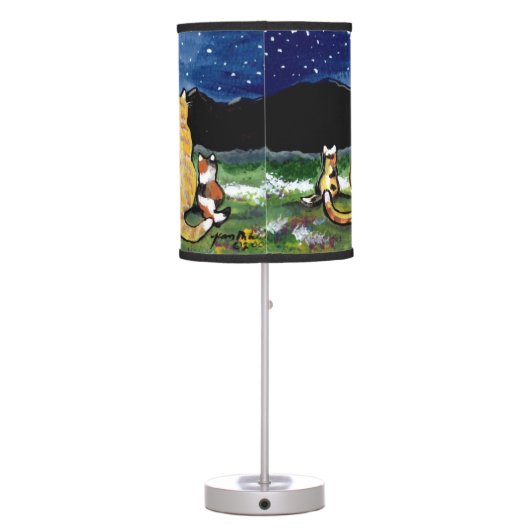 "Cat in the Moon" Cat Friends in Night Scene, Lamp (Back)
