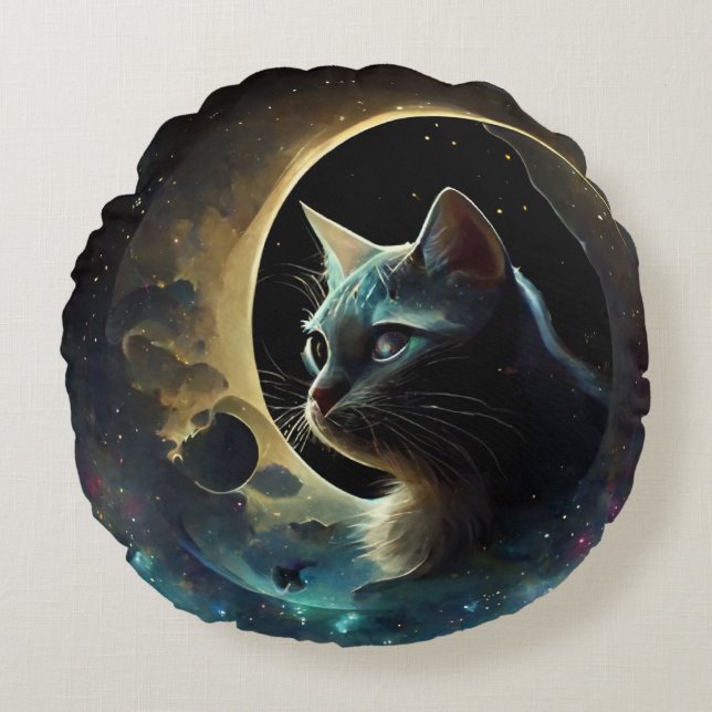 Cat in the moon pillow (Front)