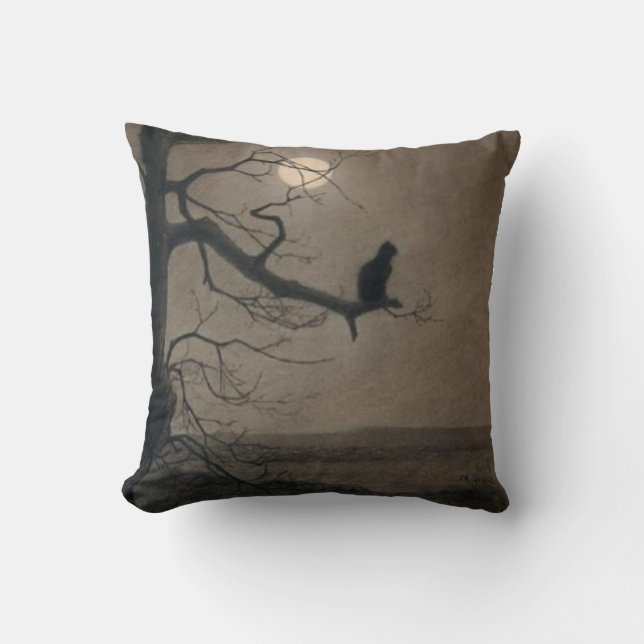 Cat in the Moonlight, Alexandre Steinlen Throw Pillow (Front)