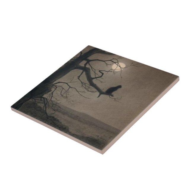 Cat in the Moonlight, Alexandre Steinlen Tile (Side)