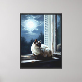 Cat in the Moonlight Canvas Print