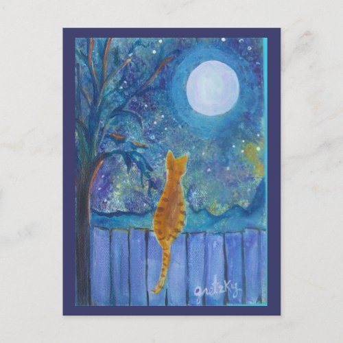 Cat in the Moonlight Postcard