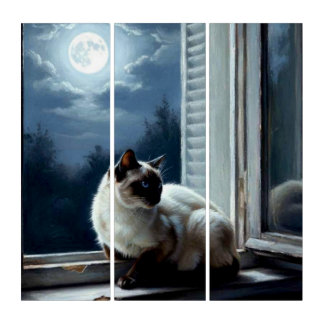 Cat in the Moonlight Triptych