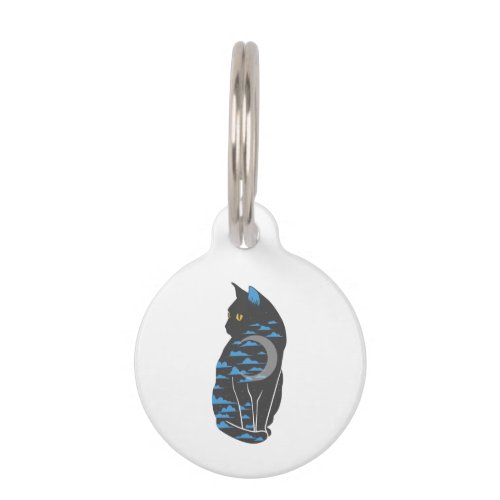Cat in the night silhouette _ Choose back color Pet ID Tag