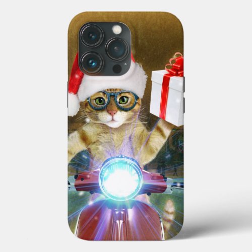 Cat in the Santa Claus hat delivers Christmas gift iPhone 13 Pro Case