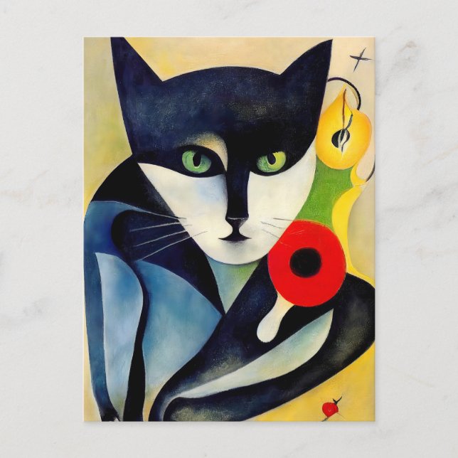 Cat in the style of classical modern art. postcard (Front)