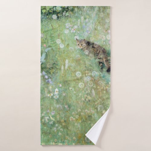 Cat in the Summer Meadow Bruno Liljefors Bath Towel