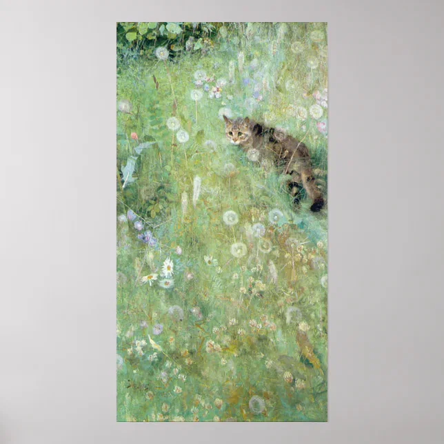 Cat in the Summer Meadow, Bruno Liljefors Poster Zazzle