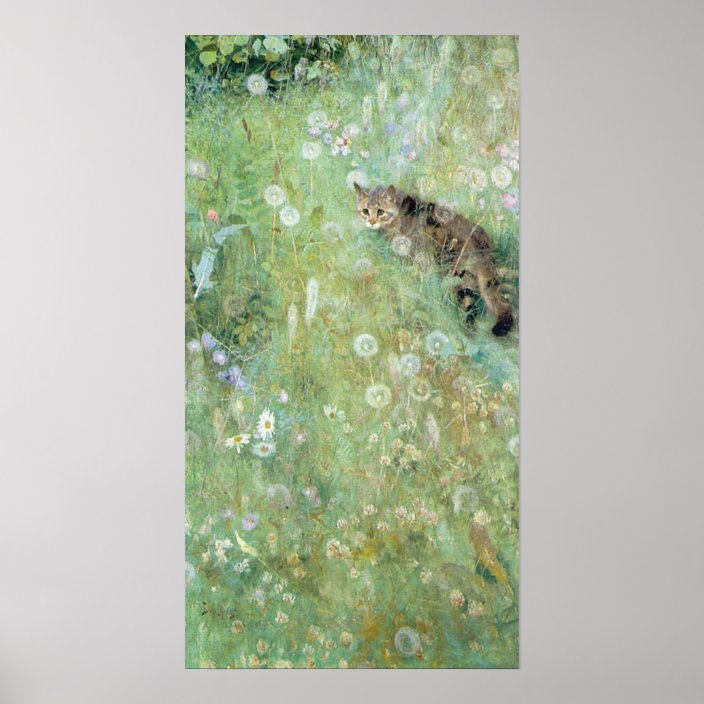 Cat in the Summer Meadow, Bruno Liljefors Poster