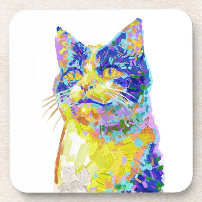 Cat in the Sunlight Button Beverage Coaster (Front)