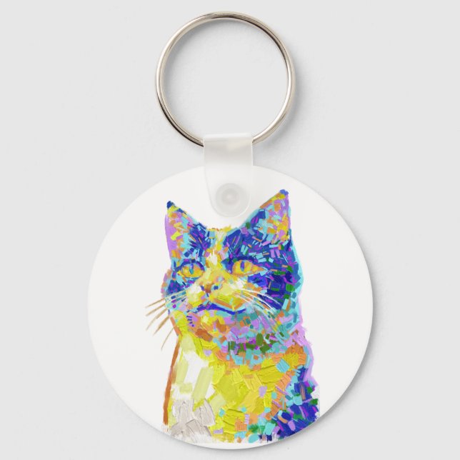 Cat in the Sunlight Button Keychain (Front)