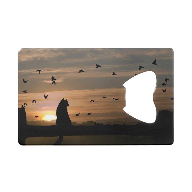 Cat in the Sunset Credit Card Bottle Opener (Front (Horizontal))