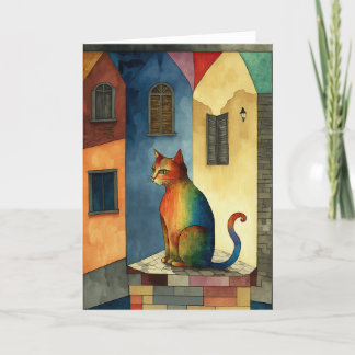 Cat in the village thank you card