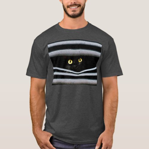 Cat In The window Blinds Funny Cat T_Shirt