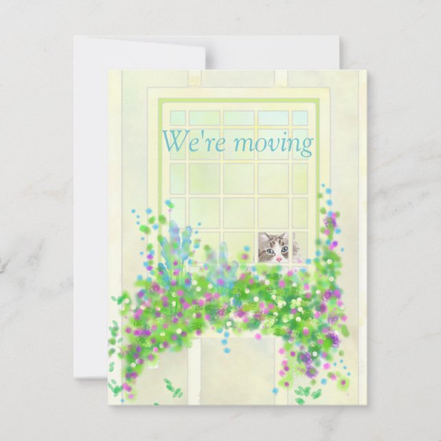 Cat In the Window New Address Flat Note Card (Front)