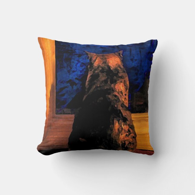 Cat in the Window Throw Pillow (Front)