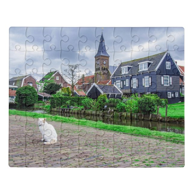 Cat in traditional fishing village jigsaw puzzle (Puzzle Horizontal)