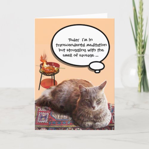 CAT IN TRANSCENDENTAL MEDITATION  FATHERS DAY CARD