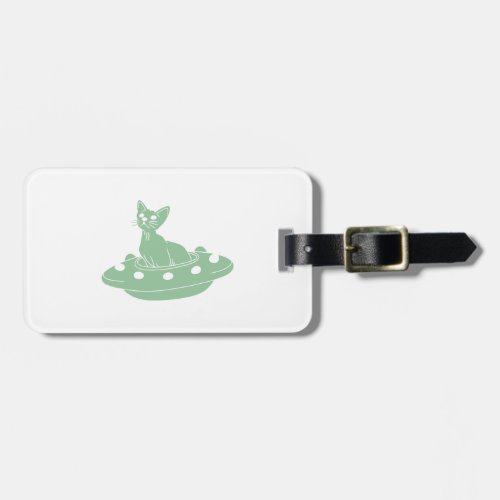 Cat in Ufo _ Choose background color Luggage Tag
