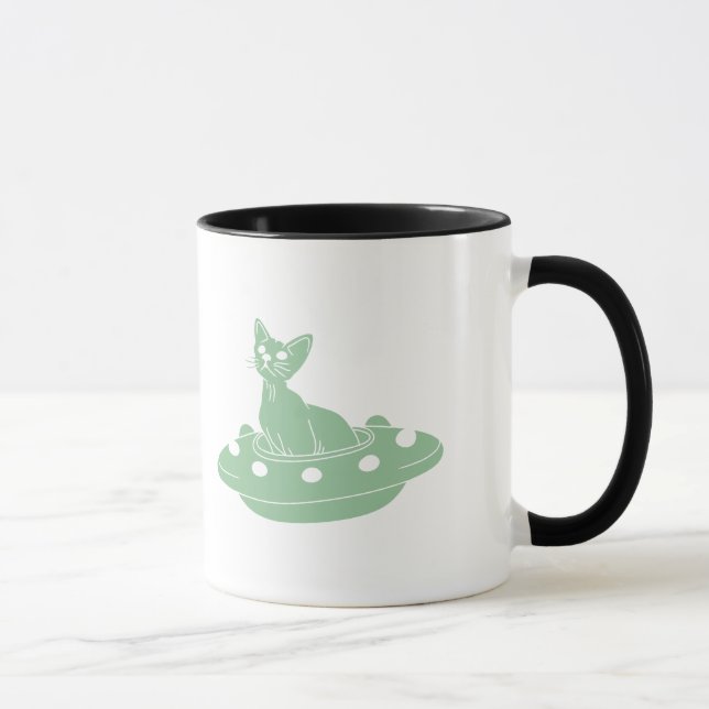 Cat in Ufo - Choose background color Mug (Right)