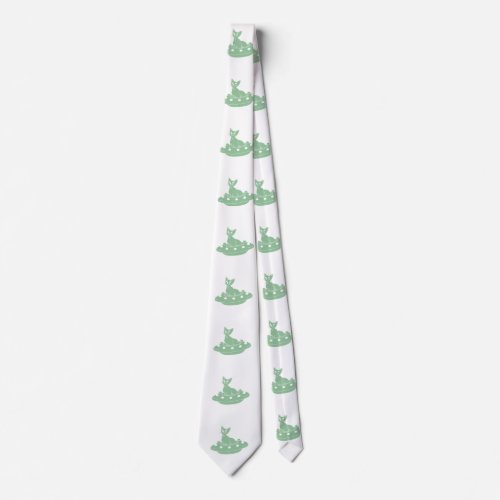 Cat in Ufo _ Choose background color Neck Tie