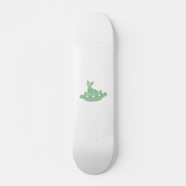 Cat in Ufo - Choose background color Skateboard (Front)