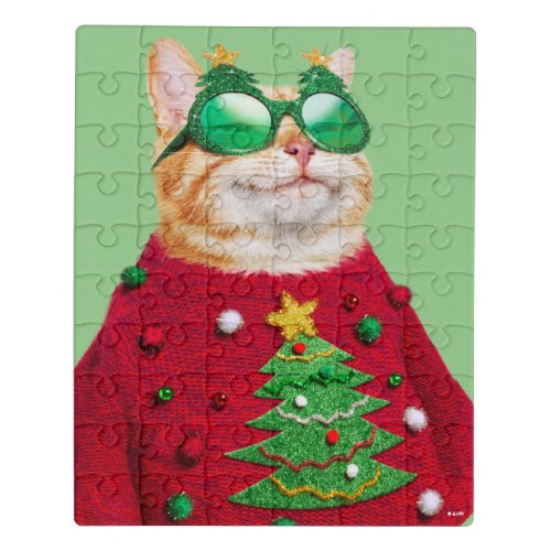 Cat in Ugly Christmas Sweater Jigsaw Puzzle