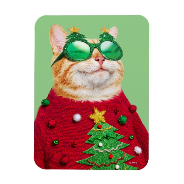 Cat in Ugly Christmas Sweater Magnet (Vertical)
