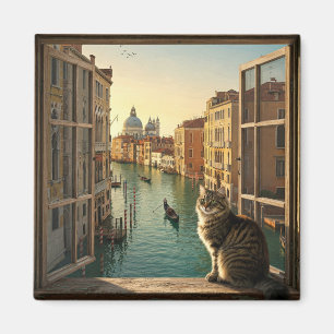 Cat in Venice Italy Travel Souvenir Painting Magnet