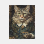 Cat in Victorian Clothing Fleece Blanket