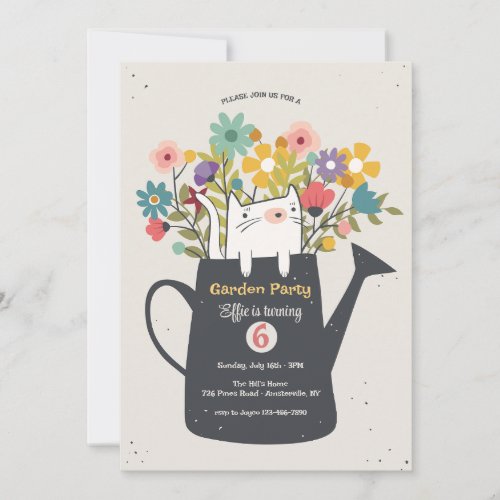 Cat in Watering Can Invitation