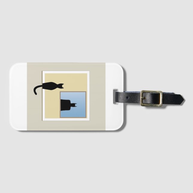 Cat in window luggage tag (Front Horizontal)